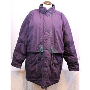 Vtg 90s Cabin Creek Dark Purple Winter Coat size XL Hoodless Puffer Long Snow